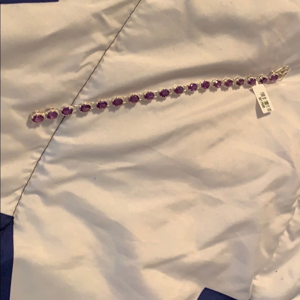 Silver and amethyst tennis bracelet